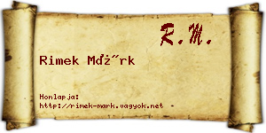 Rimek Márk névjegykártya
